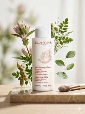 Clarins Cleansing Milk with Gentian Moringa 14 oz Combination or Oily Skin